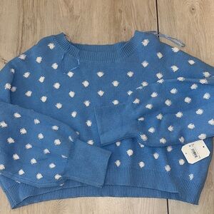 Altar'd State Blue and White Polka Dot Sweater